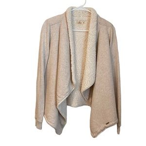 Hollister Cream Fleece Cardigan cotton blend Sweater Size M